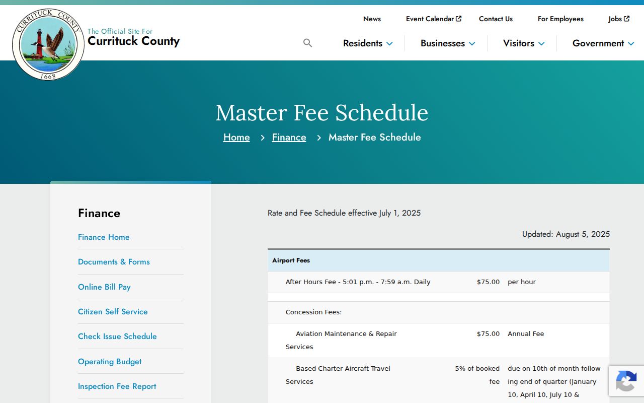 Currituck County Detention Center release record copy fees