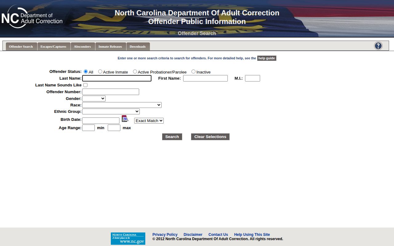 Currituck County released inmate search through NCDAC OPI