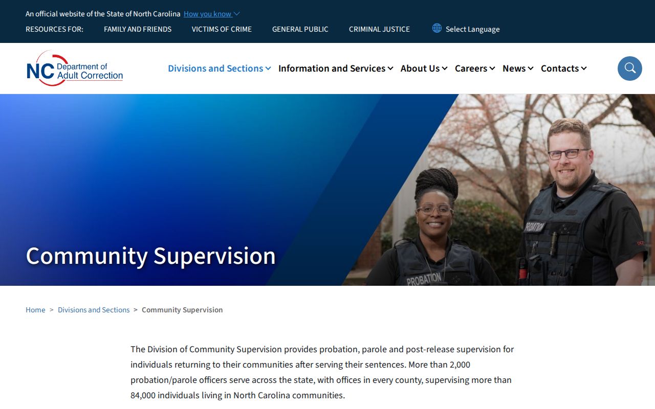 Currituck County parole and probation Community Supervision information